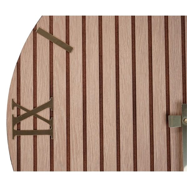 Horloge en bois de 60 cm effet cannelé et marbre blanc