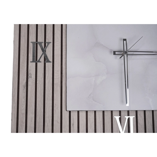 Horloge Murale 72x58 cm Design Cannelé Taupe et Marbre