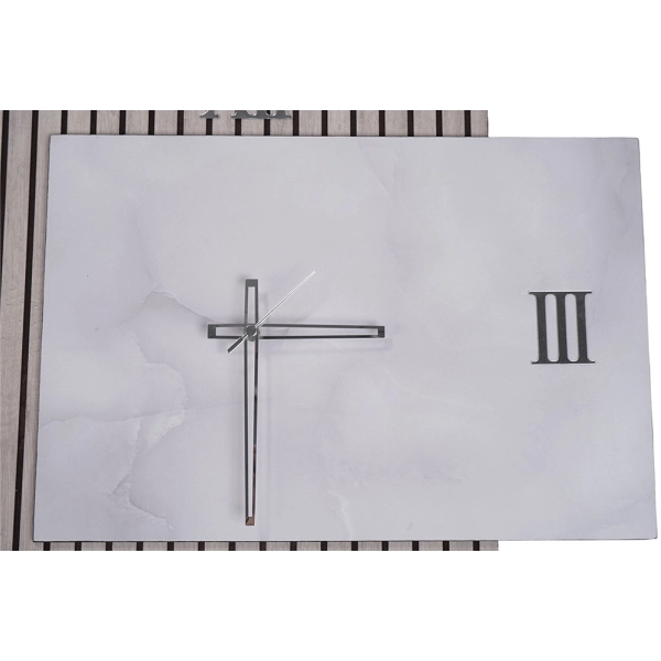 Horloge Murale 72x58 cm Design Cannelé Taupe et Marbre