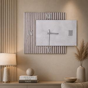 Orologio da Parete 72x58 cm Cannettato Tortora e Marmo