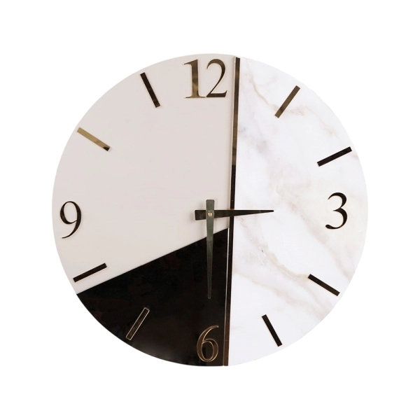 Horloge Murale Ronde 60 cm Miroir et Marbre