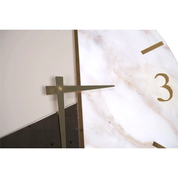 Horloge Murale Ronde 60 cm Miroir et Marbre