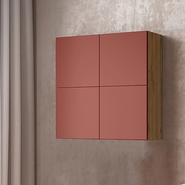 Mueble Alto CUBOTTO 71x71 cm 4 Puertas PUSH&PULL Tierra de Siena/Roble Natural