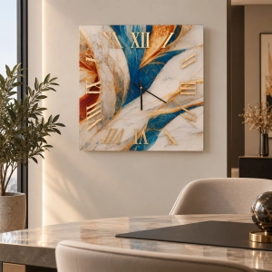 Horloge carrée effet marbre en verre trempé coloré 65x65 cm - CHAELE