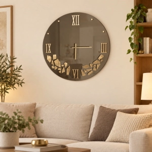 Horloge murale ronde en verre miroir - HILDI