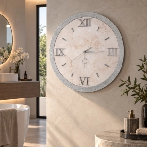 Horloge murale élégante D 57 - Moderne avec effet marbre blanc