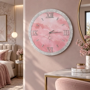 Horloge murale élégante D 57 - Moderne avec effet marbre rose