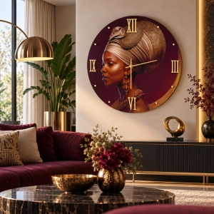 Runde Wanduhr 65 cm aus gehärtetem Glas mit goldenen Details