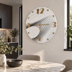 Horloge murale ronde VORTE Ø 65 cm - Verre blanc et design noir