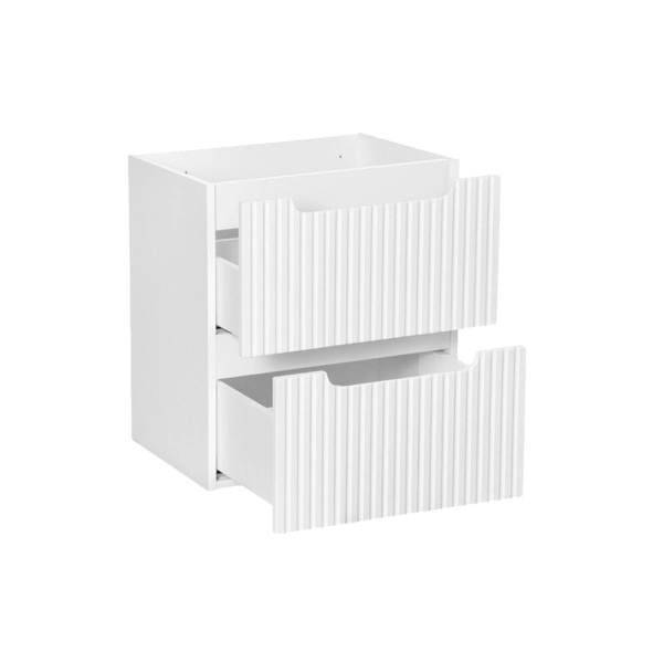 Meuble de Salle de Bain Suspendu Blanc 50 cm 2 Tiroirs avec Lavabo