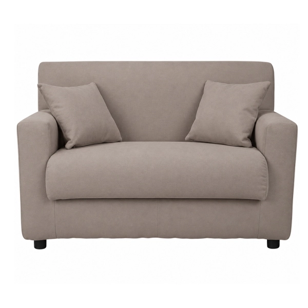 Canapé 2 Places Taupe - Tissu Déhoussable 124 cm BOLOGNA