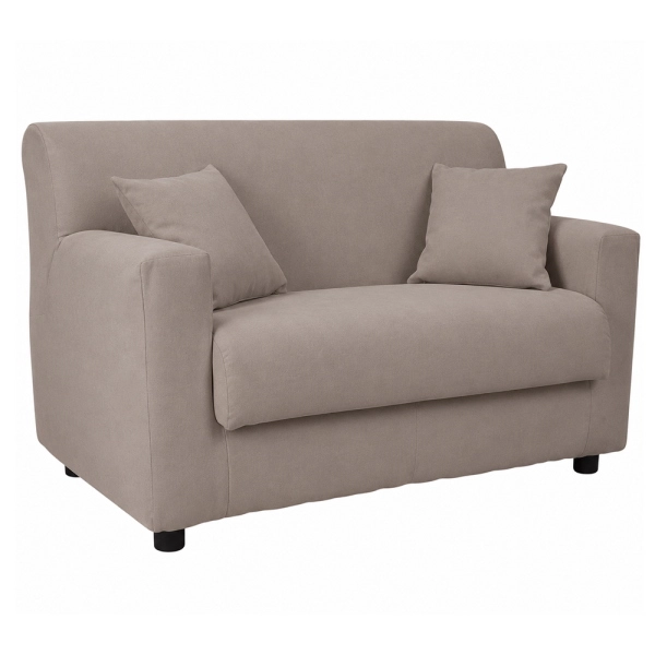 Canapé 2 Places Taupe - Tissu Déhoussable 124 cm BOLOGNA