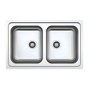 Lavello incasso 2 vasche 79x50 cm acciaio inox