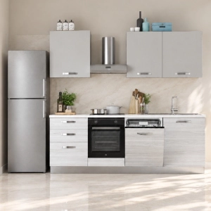 240 cm Reversible Kitchen with Dishwasher Unit White and Grey