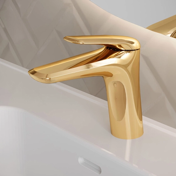 Badezimmer-Waschtisch-Mischbatterie aus Messing Gold