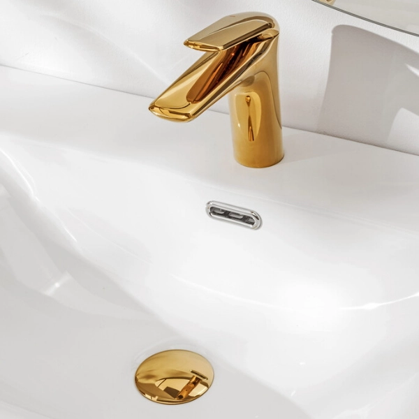 Badezimmer-Waschtisch-Mischbatterie aus Messing Gold