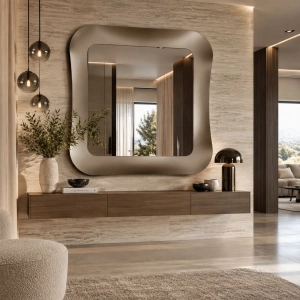 DUNE square mirror 175x175 cm with Bronze glass frame
