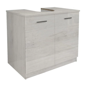 Meuble de recouvrement colonne de salle de bain avec 2 portes en bois de Chêne Blanc