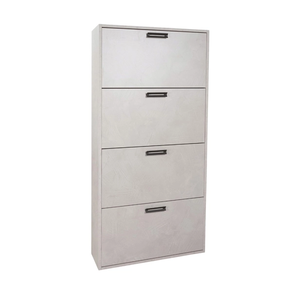 Schuhschrank 4 Klappen 77xH164 cm Holz Hellbeton