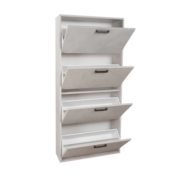 Schuhschrank 4 Klappen 77xH164 cm Holz Hellbeton