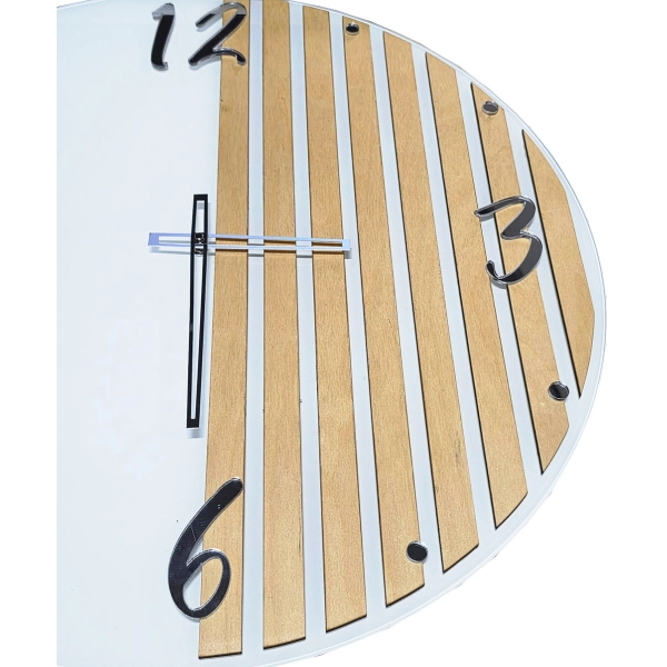 Reloj de Pared Moderno 65 cm Cristal Blanco y Roble
