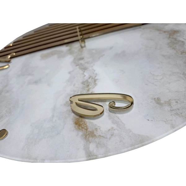 Reloj de Pared Moderno de Cristal 65 cm Efecto Mármol y Nogal