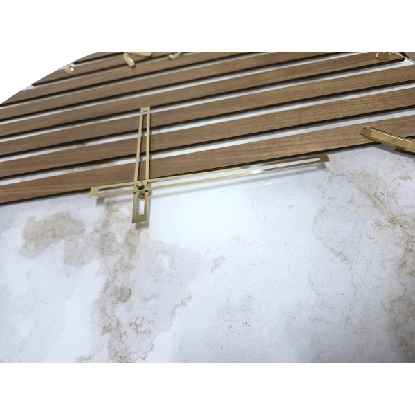 Reloj de Pared Moderno de Cristal 65 cm Efecto Mármol y Nogal