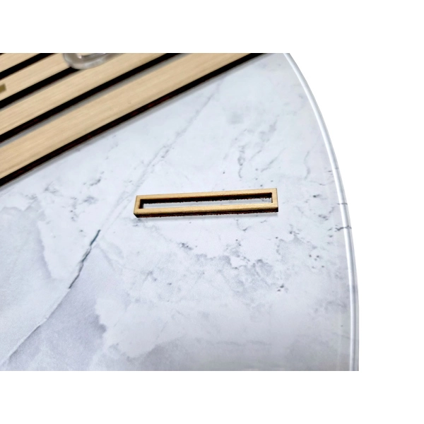 Reloj de Pared Redondo 65 cm Cristal Mármol Lamas de Roble