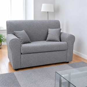 Sofá de 2 plazas de 127 cm en tela con cojines, color gris.