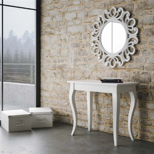OLANDA white extensible console table with saber legs 90x48/308 cm