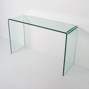 Mesa consola de vidrio transparente curvado SMALLE L.120 P.40 H.80