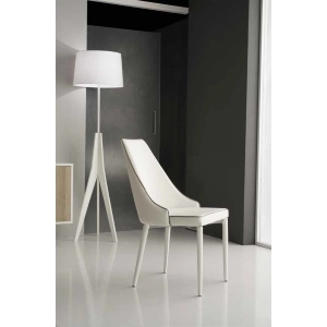 Silla IOLE de cuero ecológico blanco - 2 sillas con costuras en contraste