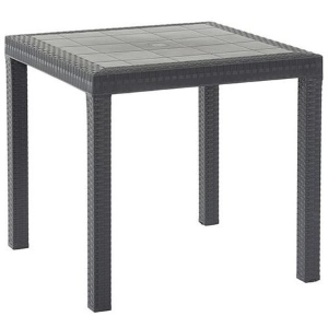 Quadratischer DALLAS Tisch 80x80cm innen aus anthrazitfarbenem Rattan