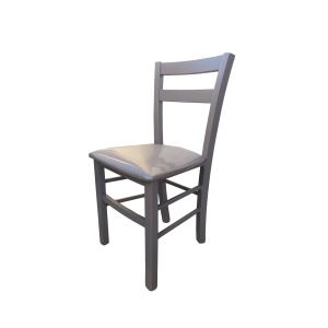 MINA Holzstuhl mit Sitz aus Kunstleder 2er Set Grau