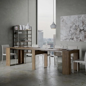 Tavolo Consolle Allungabile VENUS allungabile fino a 296 cm NOCE allunghe interne