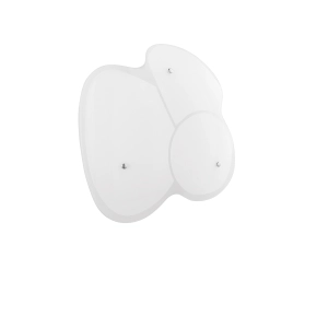 Plafonnier KAKI en verre bombé avec structure en métal BLANC SATIN PETIT 40x40 cm