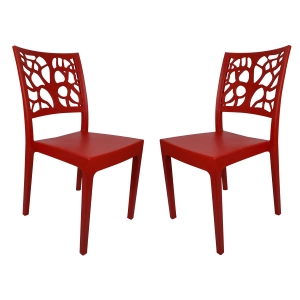 Stapelbarer Stuhl aus Polypropylen für drinnen und draußen TETI rot Set 2