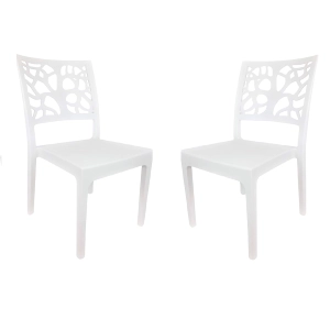 Stapelbarer Stuhl aus Polypropylen für drinnen und draußen TETI weiß Set 2