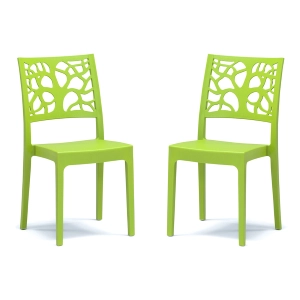 Stapelbarer Stuhl aus Polypropylen für drinnen und draußen TETI grün Set 2