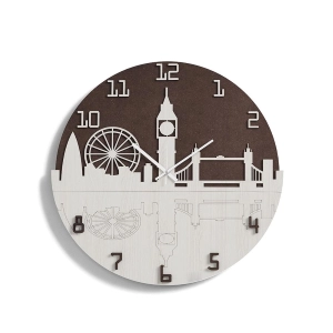 Moderne Wanduhr D50 ENGLAND aus RSN-Schichtholz