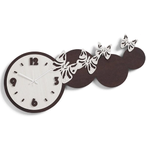 Moderne Schichtholz-Wanduhr 80x40 RSN - BUTTERFLIES 2