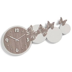 Moderne Schichtholz-Wanduhr 80x40 TRS - BUTTERFLIES 2
