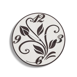 Moderne runde Uhr D50 Blume aus RSN-Schichtholz