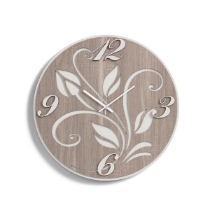 Moderne runde Blumenuhr D50 aus TRS-Schichtholz