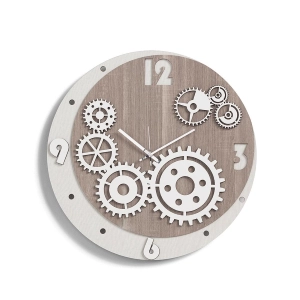 Moderne Wanduhr GEARS in Schichtholz Durchmesser 30cm TRS