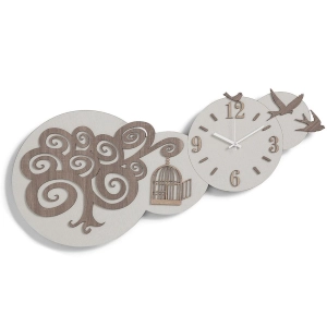 Wanduhr aus laminiertem Holz 80x40 cm Schwalben TRS
