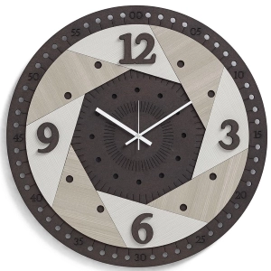 Runde Wanduhr aus Schichtholz D30cm RSN - Achteck