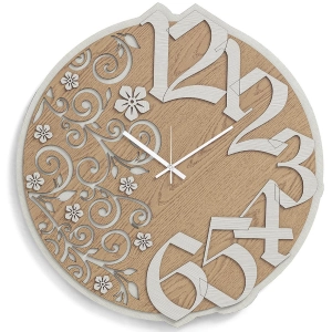 Runde Wanduhr NATURE2 aus Schichtholz D30cm TTE