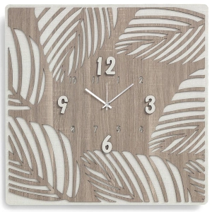 Quadratische Wanduhr 30X30 cm TROPICAL Schichtholz TRS