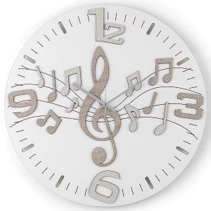 Moderne Wanduhr 30 cm MUSIC aus BRC-Schichtholz